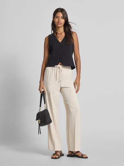 Someday Spodnie materiałowe z prostą nogawką i tunelem model ‘Cevil detail’ Piaskowy 1