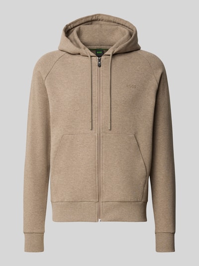 BOSS Green Bluza rozpinana z kieszenią kangurka model 'Saggy' Średniobrązowy 1