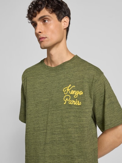 Kenzo Regular Fit T-Shirt mit Logo-Stitching Khaki 3