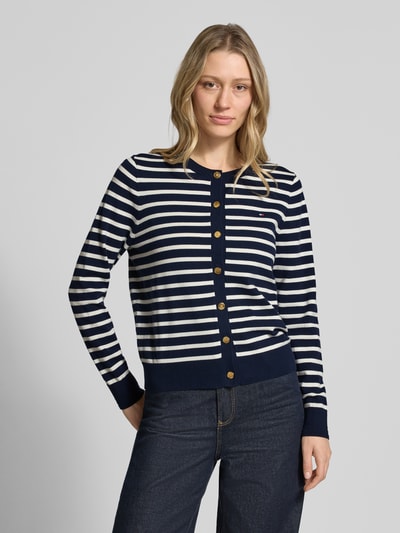 Tommy Hilfiger Kardigan rozpinany o kroju regular fit z mieszanki bawełny Granatowy 4