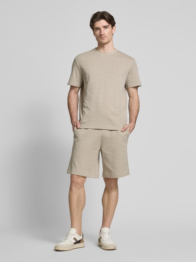 CK Calvin Klein T-Shirt mit geripptem Rundhalsausschnitt Beige 1