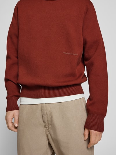 Jack & Jones Gebreide pullover met labelprint, model 'VESTERBRO' Middenbruin - 3