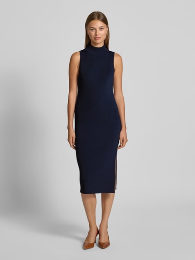 Lauren Ralph Lauren Sukienka midi z prążkowaną stójką model ‘JAKARI’ Granatowy 4