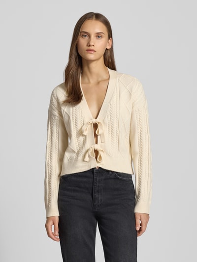 Only Regular Fit Strickjacke aus Viskose-Mix Modell 'FIA' Offwhite 4