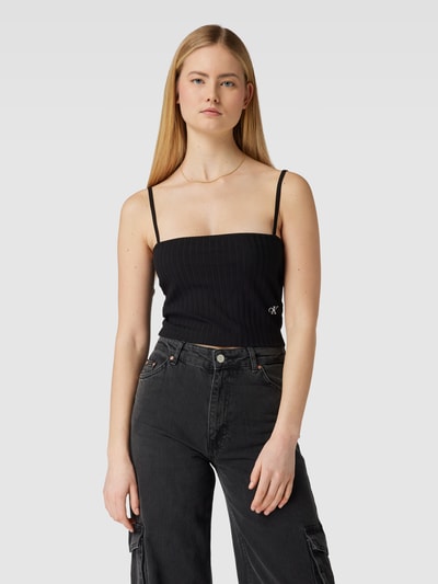 Calvin Klein Jeans Crop Top im Ripp-Look Black 4