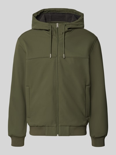 Produktfoto, Regular Fit Funktionsjacke mit Kapuze von Tom Tailor Denim, kolor oliwkowy, gładka faktura, proste linie, kurtka funkcyjna