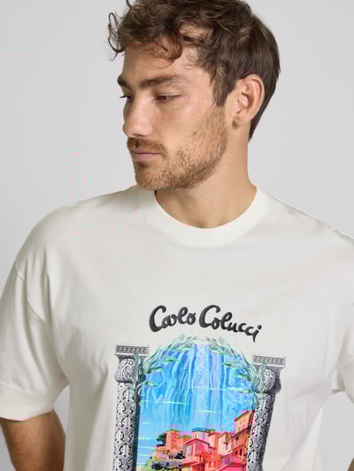 CARLO COLUCCI Oversized T-Shirt mit Label-Print Offwhite 3