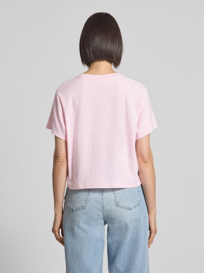American Vintage Cropped T-Shirt mit geripptem Rundhalsausschnitt Hellrosa 5