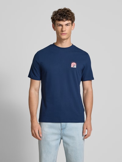 Blend T-Shirt mit Motiv- und Statement-Stitching Modell 'JOBBE' Marine 4