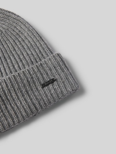 JOOP! Collection Gebreide muts van kasjmier met labeldetail, model 'FENOL' Lichtgrijs gemêleerd - 2