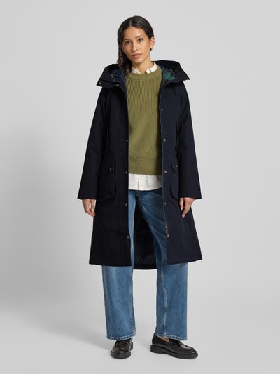 Barbour Regular fit lang functioneel jack van katoenmix, model 'BAMBURGH' Marineblauw - 1