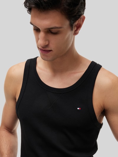 Tommy Hilfiger Koszulka na ramiączkach o kroju regular fit z mieszanka bawełny z wyhaftowane logo Czarny 3