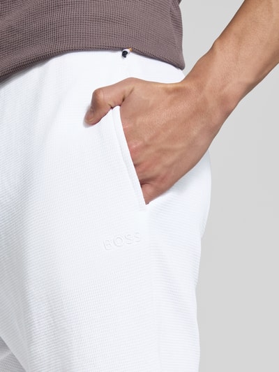 BOSS Regular Fit Sweatshorts aus Baumwoll-Mix Modell 'WAFFLE SHORTS' Weiss 3