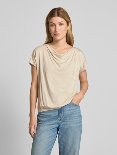 OPUS T-Shirt mit Wasserfall-Ausschnitt Modell 'Sasser' Beige 4