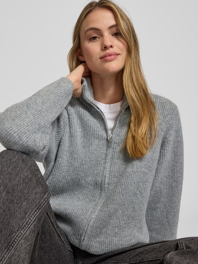 ICHI Regular fit gebreid jack met opstaande kraag, model 'IHDUCIE' Middengrijs - 3