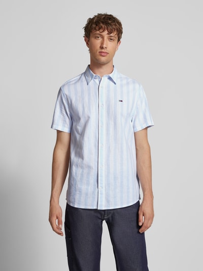 Tommy Jeans Regular fit vrijetijdsoverhemd van een mix van katoen en linnen
 Lichtblauw - 4