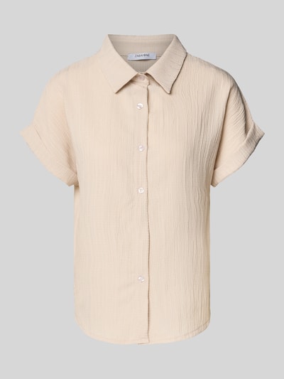 ZABAIONE Hemdbluse mit Knopfleiste Beige 2