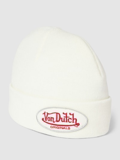 Von Dutch Beanie met labelpatch, model 'CONNY' Ecru - 1