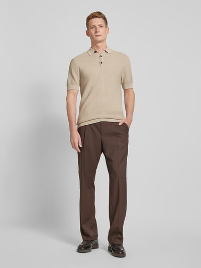 Matinique Slim fit poloshirt met structuurmotief Beige - 1