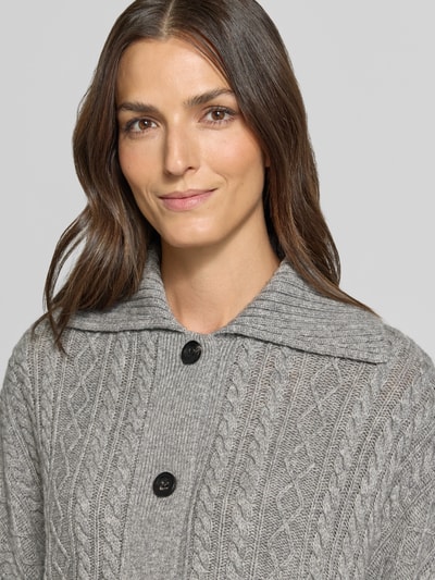 windsor. Strickjacke aus Woll-Yak-Mix mit Zopfmuster Mittelgrau 3