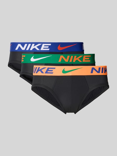 Produktfoto, Slip mit Label-Bund im 3er-Pack von Nike in Schwarz mit farbigen Bündchen, klare Linien, glatte Textur, Herren Slip von Nike