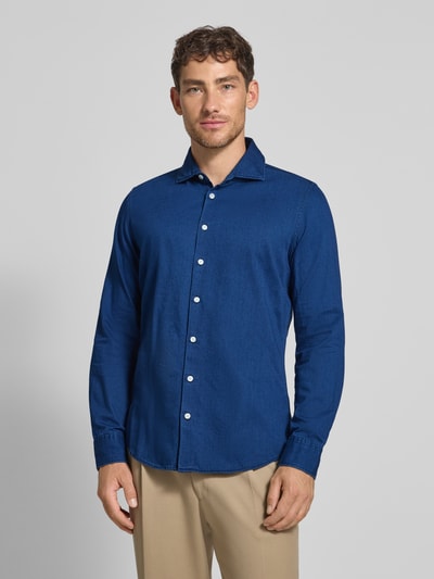 SEIDENSTICKER Slim fit zakelijk overhemd met kentkraag, model 'Spread' Marineblauw - 4