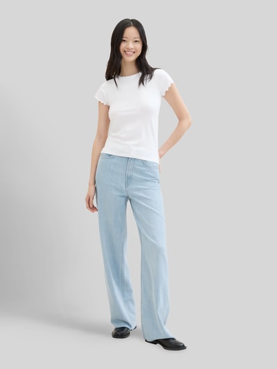 Tom Tailor Denim Slim Fit T-Shirt aus Rippstrick Weiss 1