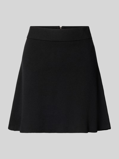 Produktfoto, czarna spódnica mini z szerokim paskiem z mieszanki wiskozy, gładka faktura, Ausgestellter Mini-Rock aus Viskose-Mix Modell 'SABA' od VERO MODA, damska spódnica mini