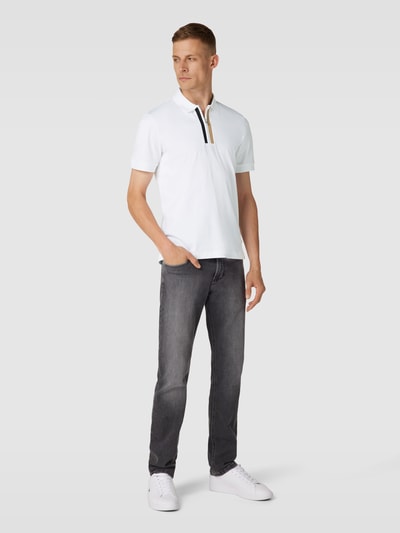 BOSS Slim Fit Poloshirt mit Kontrastsreifen Weiss 1