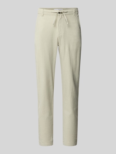 Produktfoto, Slim Fit Hose aus Baumwoll-Leinen-Mix Modell 'BRODY' von SELECTED HOMME, Optik: Unifarben, helle Farbe, Struktur leicht meliert