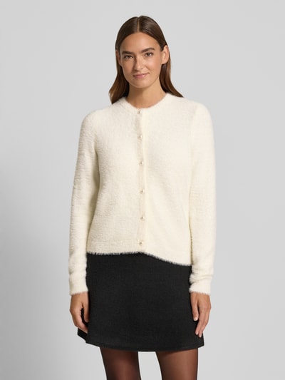 Jake*s Collection Strickjacke aus Effektgarn mit Rundhalsausschnitt Offwhite 4
