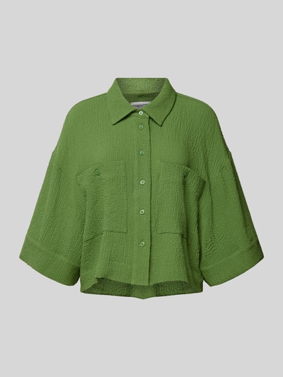Essentiel Bluzka koszulowa krótka z fakturowanym wzorem Zielony 2