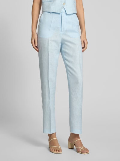 Mango Slim Fit Leinenhose mit Bügelfalten Modell 'BORELI' Hellblau 4