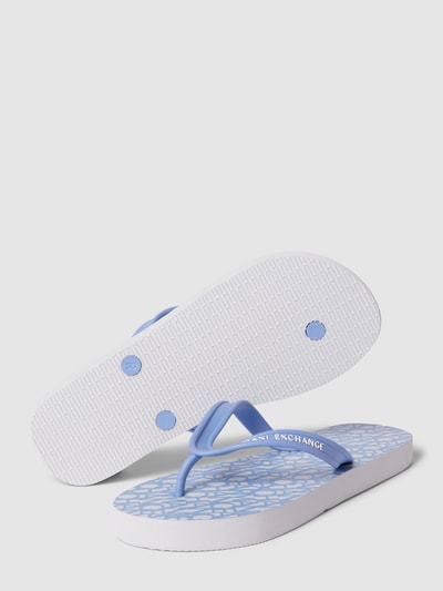 ARMANI EXCHANGE Teenslippers met labeldetails Lichtblauw - 5