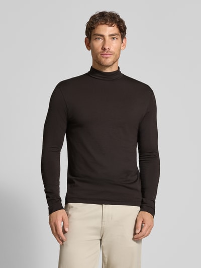 Drykorn Shirt met lange mouwen en col, model 'EMANUEL' Donkerbruin - 4