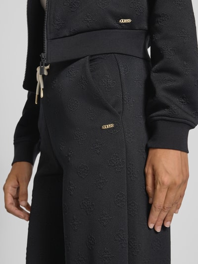 Guess Activewear Wide Leg Sweathose mit Strukturmuster Modell 'PEONY' Black 3