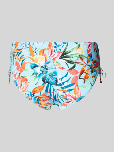 Produktfoto, Bikini-Slip mit seitlichen Raffungen Modell 'Caru' von VENICE BEACH, Allover-Look, farbenfrohes florales Muster, Material-Mix mit Stretch-Anteil, körpernahe Passform
