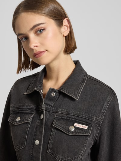 Calvin Klein Jeans Minikleid in Denim-Optik mit Logo-Patch Black 3