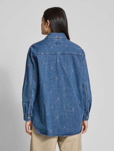 Pepe Jeans Relaxed Fit Jeansbluse mit Motiv-Stitching Modell 'BLOSSOM' Blau 5
