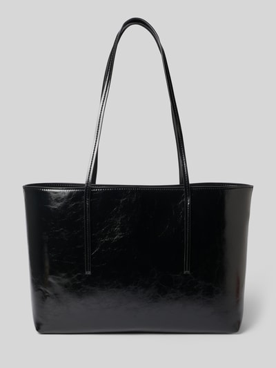 Produktfoto, schwarzer Shopper mit Label-Detail von CK Calvin Klein im eleganten, glänzenden Look, Damen Shopper von CK Calvin Klein.