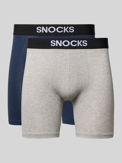Snocks Boxershort met elastische band met logo Donkerblauw - 1