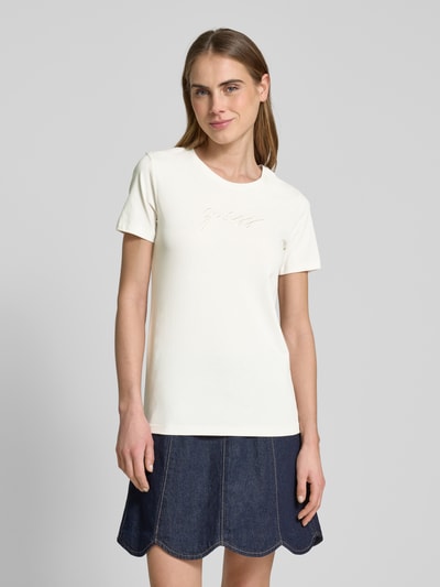 Guess T-Shirt mit Label-Stitching Modell 'LUCIA' Beige 4