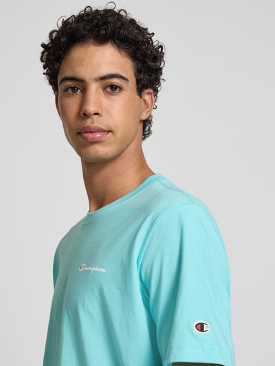 CHAMPION T-shirt met labelprint Aquablauw - 3