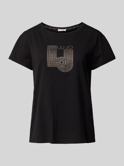 LIU JO SPORT T-shirt z obszyciem z kamieni stras Czarny 2