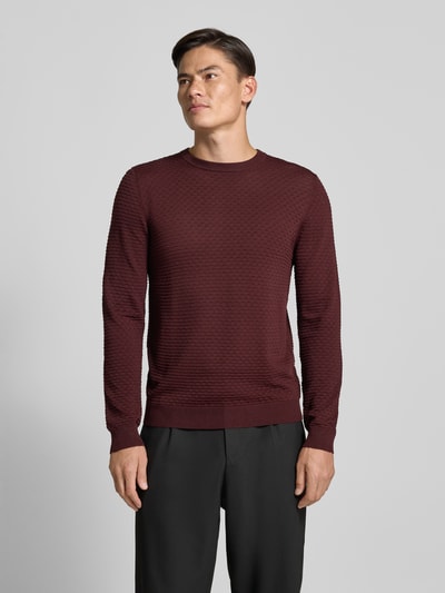 Antony Morato Slim fit pullover van viscosemix met structuurmotief Bordeaux - 4