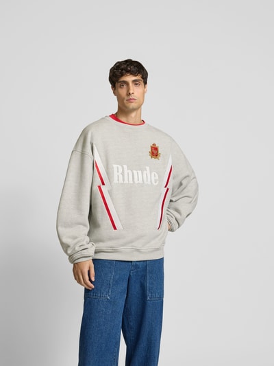 RHUDE Sweatshirt mit gerippten Abschlüssen Mittelgrau Melange 4