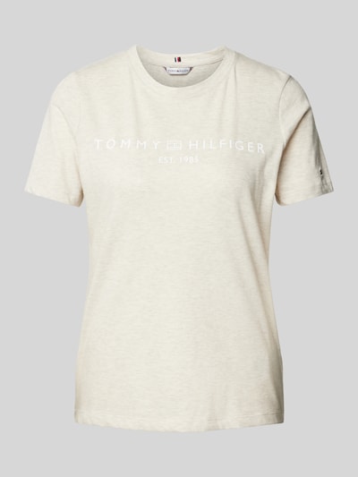 Tommy Hilfiger T-shirt met labelprint Ecru - 1