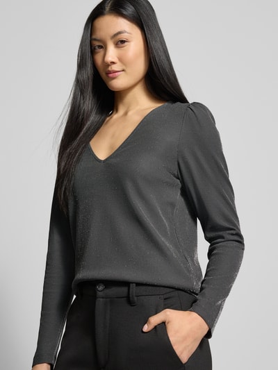 Vila Longsleeve mit V-Ausschnitt Modell 'ELEINAS' Pflaume 3