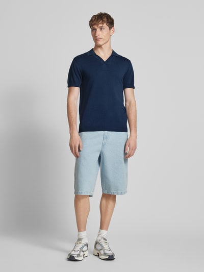 Blend T-shirt met V-hals, model 'ALLI' Marineblauw - 1