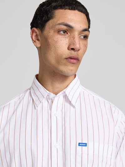 HUGO Blue Regular Fit Freizeithemd aus reiner Baumwolle Modell 'EBALTO' Apricot 3